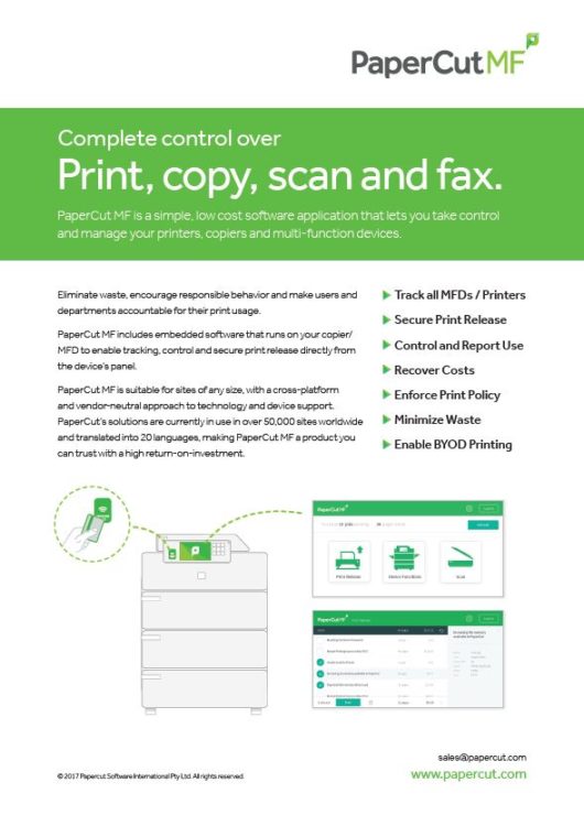 Papercut, Mf, Fact Sheet, Image Communication Technology