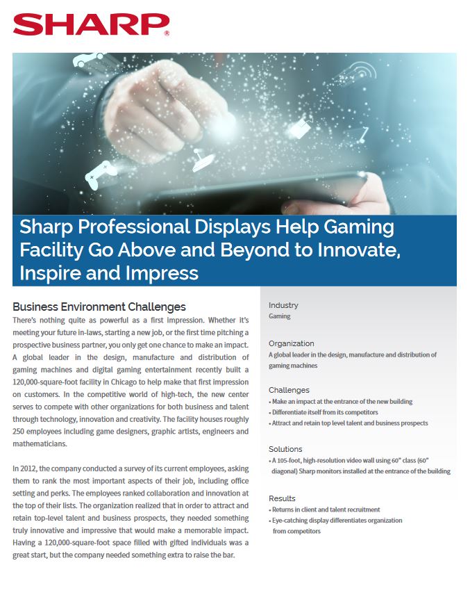 Sharp, Displays, Help Gaming Facility, Hospitality, Image Communication Technology