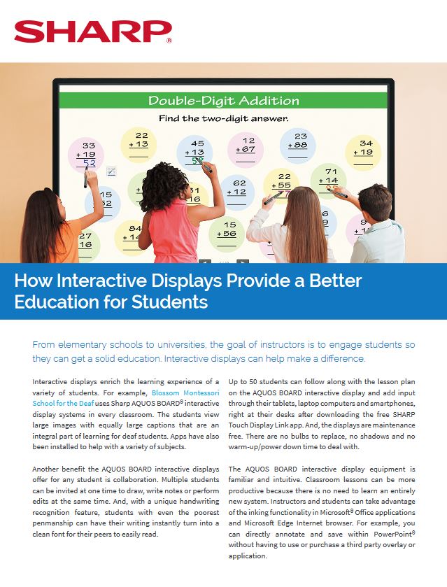 Sharp, Interactive Displays, education, students, Image Communication Technology