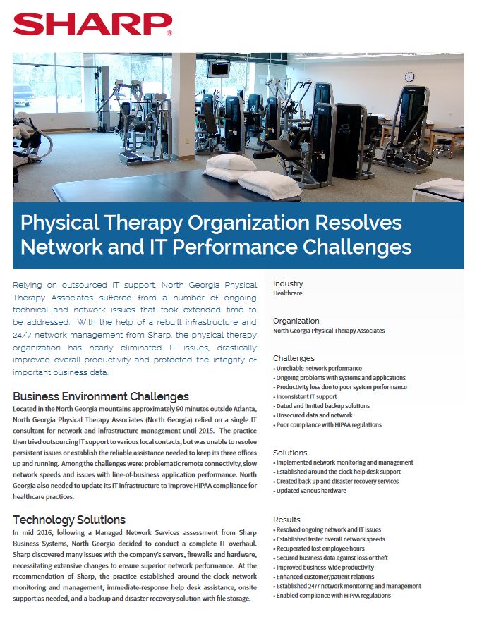 Sharp, Physical Therapy Organization, Case Study, Image Communication Technology