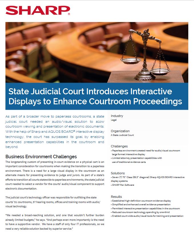 Sharp, State Judicial Court, Case Study, Legal, Image Communication Technology